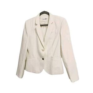 Calvin Klein Ivory Blazer Suit Jacket Womens 6 P Gold Career Office Minimalist